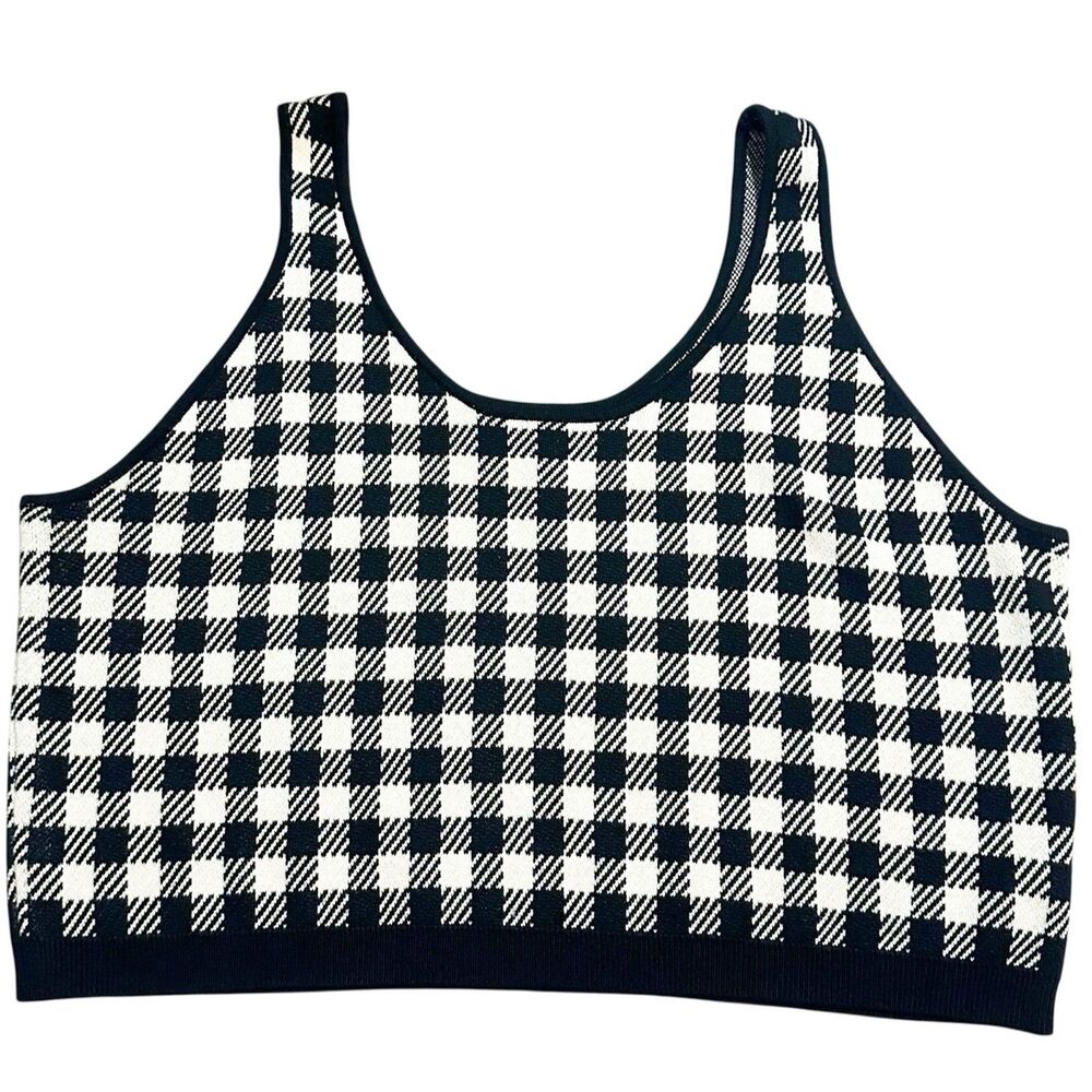 Future Collective Gabriella Karefa-Johnson Crop Sweater Tank 2X Plaid gingham